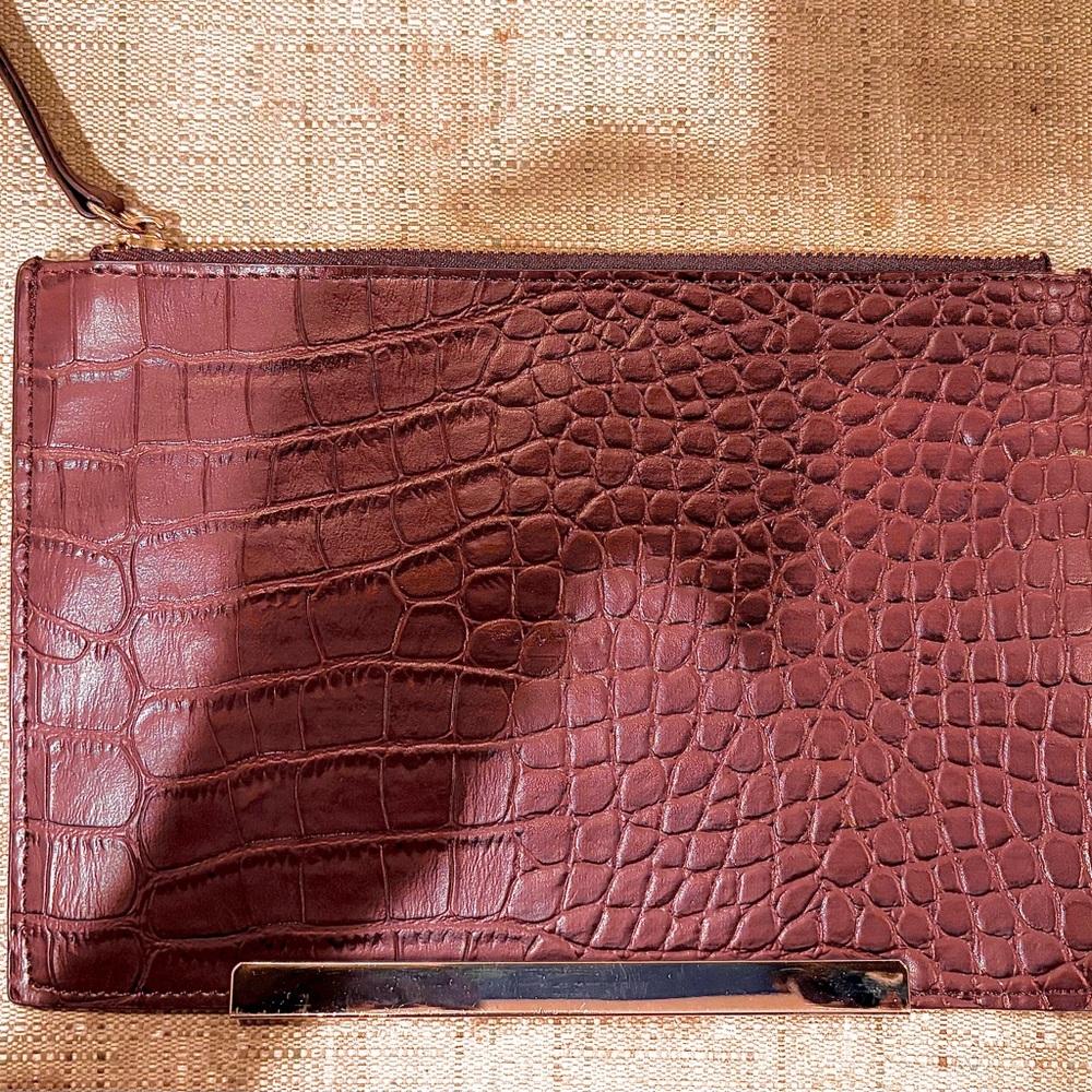 Crocodile Embossed Clutch Leather handbag